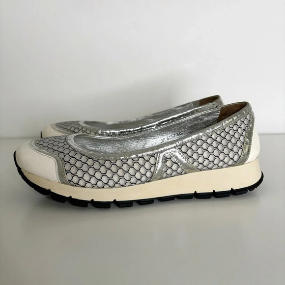 Prada Sport Ballet Shoes Trainers Metallic Mesh Patent Leather Size 36.5 Vintage - Picture 2 of 14